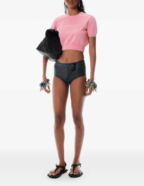 Tricouri Alexander Wang Chenille Pullover In Cotton Blend With Logo PINK Femei (BM 18579589) 2