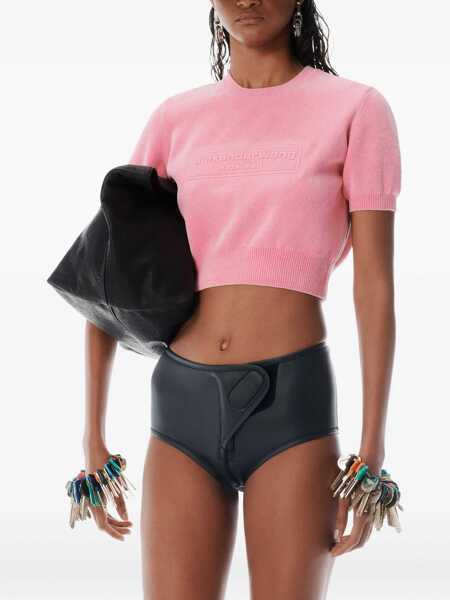 Tricouri Alexander Wang Chenille Pullover In Cotton Blend With Logo PINK Femei (BM 18579589) 5