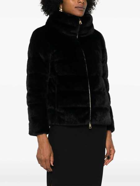 Bomber jacket Herno Faux-Furt Puffer Jacket BLACK Femei (BM 18579682) 3