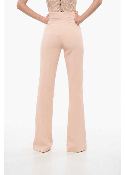 Pantaloni casual Elisabetta Franchi Front Pleated Bootcut Pants Pink Femei (BM 18579757) 4