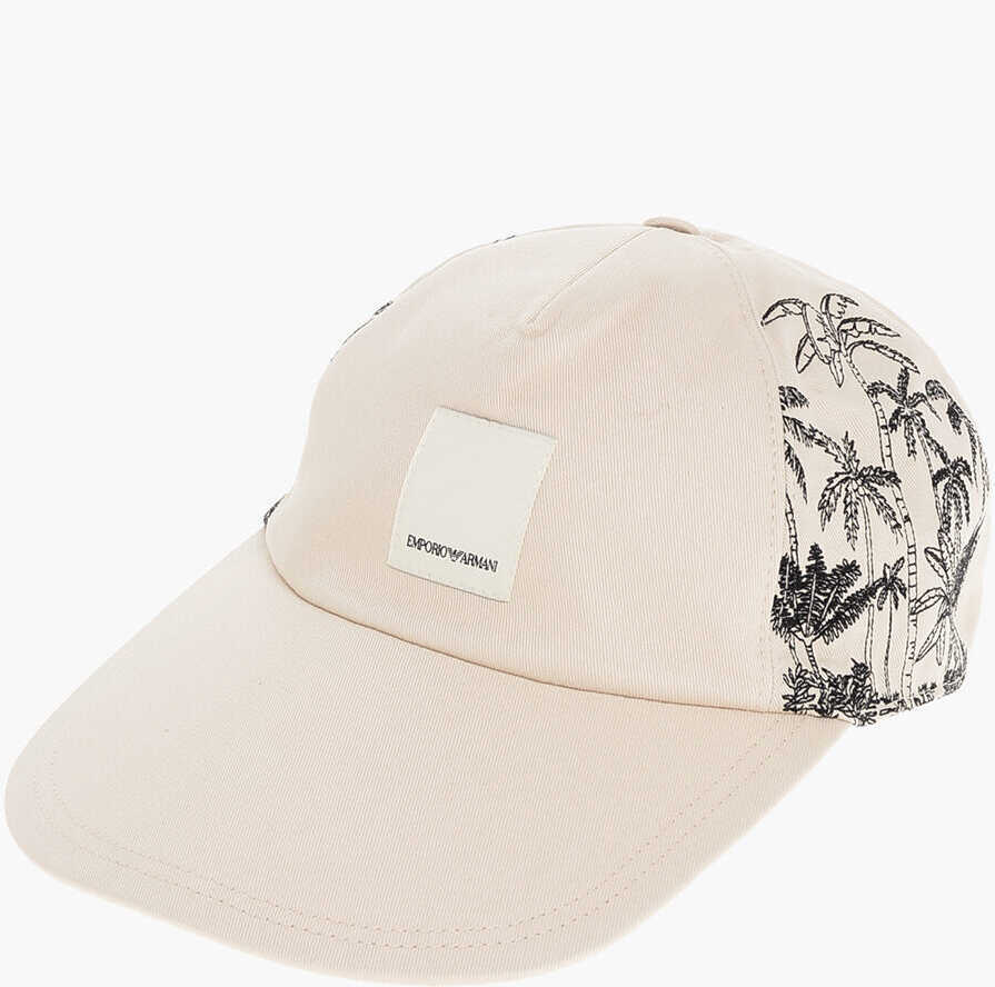 Caciuli Armani Emporio Organic Cotton Cap With Palms Print Beige Barbati (BM 18579763) 1