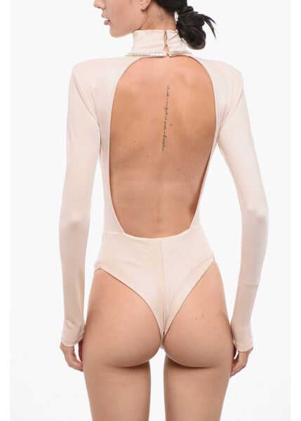 Body-uri Elisabetta Franchi Bare Back Bodysuit With Jeweled Detail Pink Femei (BM 18579769) 2