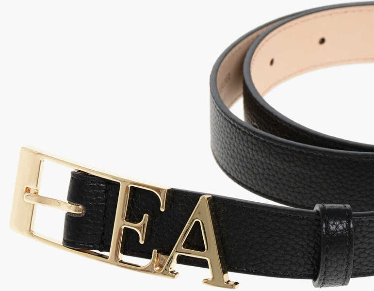 Curele Armani Emporio Textured Leather Belt With Logoed Buckle 25Mm Black Femei (BM 18579784) 2