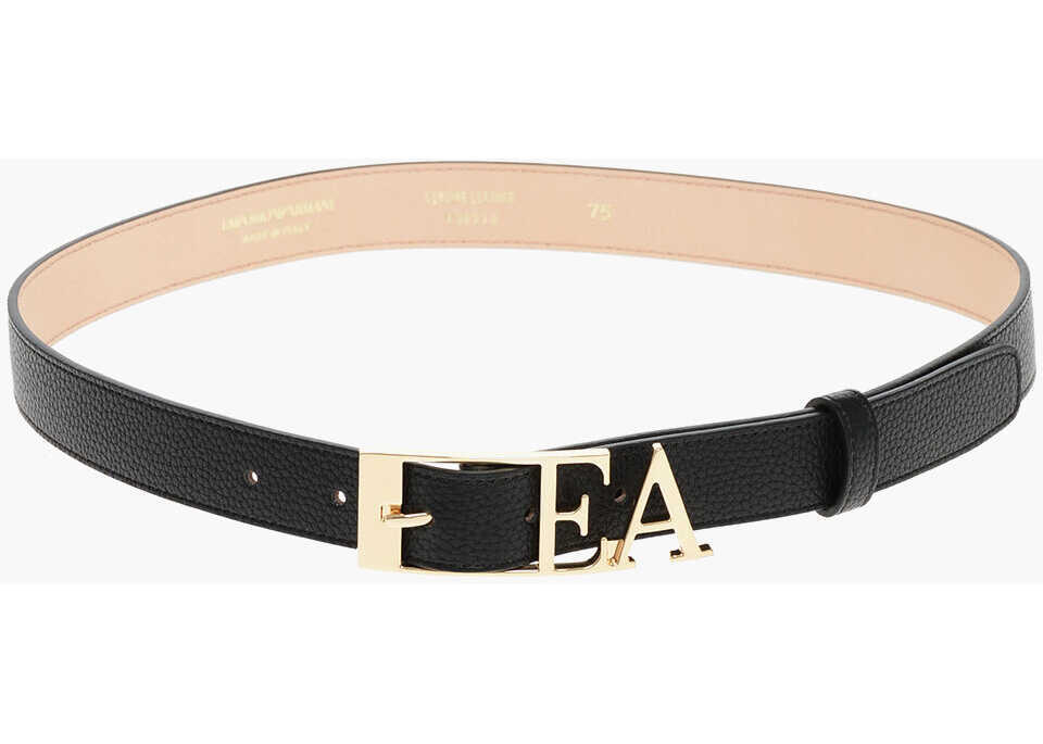 Curele Armani Emporio Textured Leather Belt With Logoed Buckle 25Mm Black Femei (BM 18579784) 3