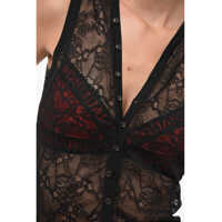 Imbracaminte Dama pagina 402 - Seturi pijamale DSQUARED2 Macrame Lace Undewear Top With Frontal Buttons Black Femei (BM 18579793) - B-mall.ro