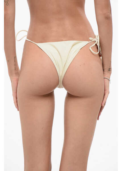 Bikini Magda Butrym Solid Color Tie-Side Bikini Bottom With Decorative Beads Beige Femei (BM 18579796) 2