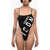 DSQUARED2 Nylon Icon One Piece Swimsuit With Open Back Black