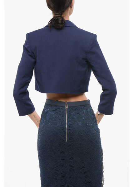 Sacouri Elisabetta Franchi Buttonless Cropped Fit Blazer Blue Femei (BM 18579808) 2