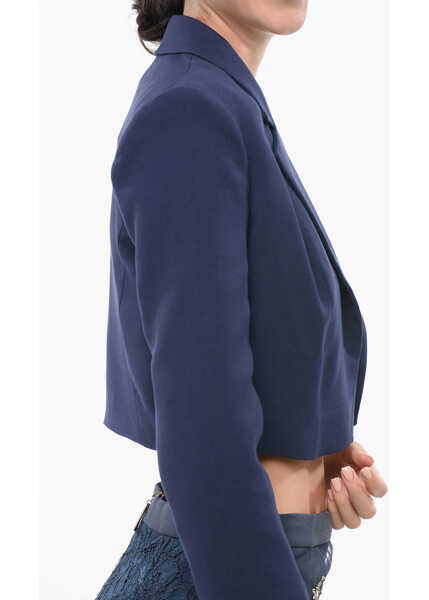 Sacouri Elisabetta Franchi Buttonless Cropped Fit Blazer Blue Femei (BM 18579808) 3