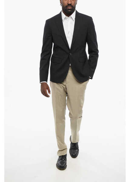 Sacouri DSQUARED2 Virgin Wool Tokyo Center Vent Peak Lapel 1-Button Blazer Black Barbati (BM 18579811) 4