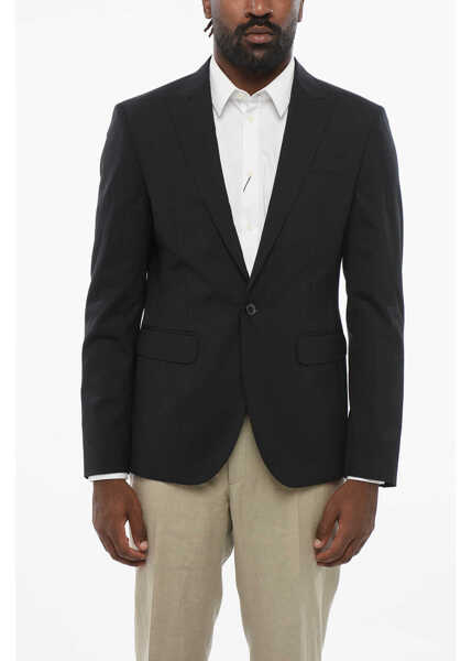 Sacouri DSQUARED2 Virgin Wool Tokyo Center Vent Peak Lapel 1-Button Blazer Black Barbati (BM 18579811) 1