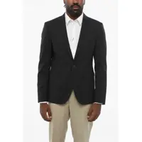 Sacouri Virgin Wool Tokyo Center Vent Peak Lapel 1-Button Blazer Barbati