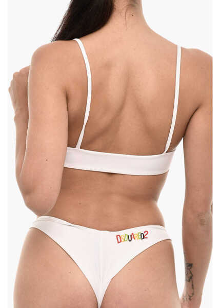 Sutiene DSQUARED2 Bandeau Bikini Top With Maxi Logo White Femei (BM 18579826) 2