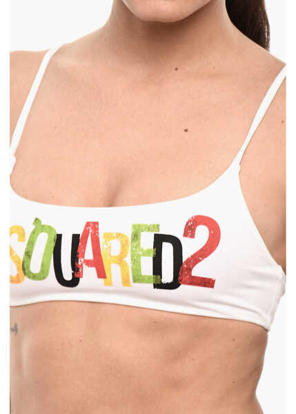 Sutiene DSQUARED2 Bandeau Bikini Top With Maxi Logo White Femei (BM 18579826) 3