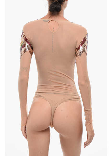 Body-uri Elisabetta Franchi Mesh Bodysuit With Sequines Multicolor Femei (BM 18579829) 2