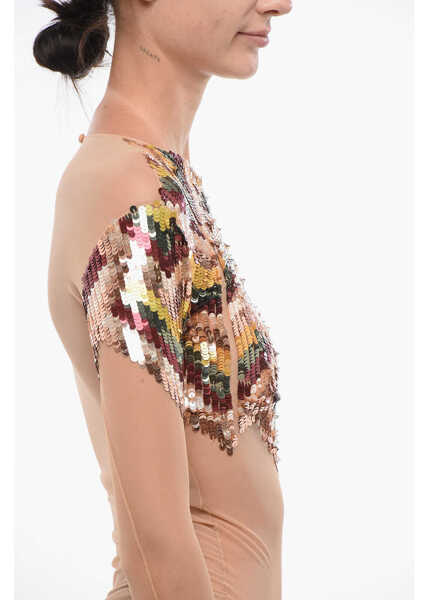 Body-uri Elisabetta Franchi Mesh Bodysuit With Sequines Multicolor Femei (BM 18579829) 3