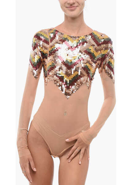 Body-uri Elisabetta Franchi Mesh Bodysuit With Sequines Multicolor Femei (BM 18579829) 1