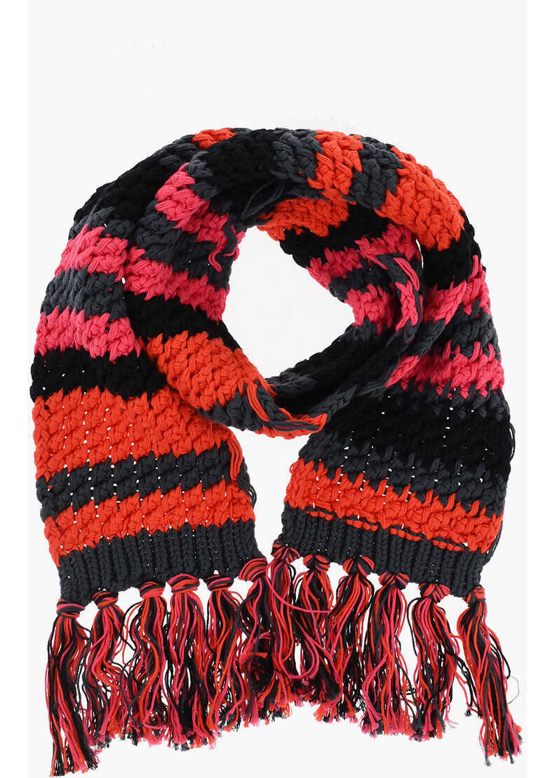 Esarfe DSQUARED2 Multicolor Striped Cotton Scarf With Fringes Multicolor Barbati (BM 18579835) 1