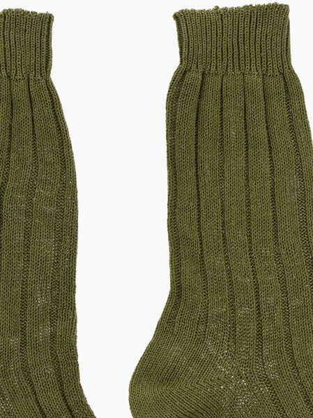 Sosete DSQUARED2 Linen Ribbed Mid-Crew Socks Green Barbati (BM 18579838) 2