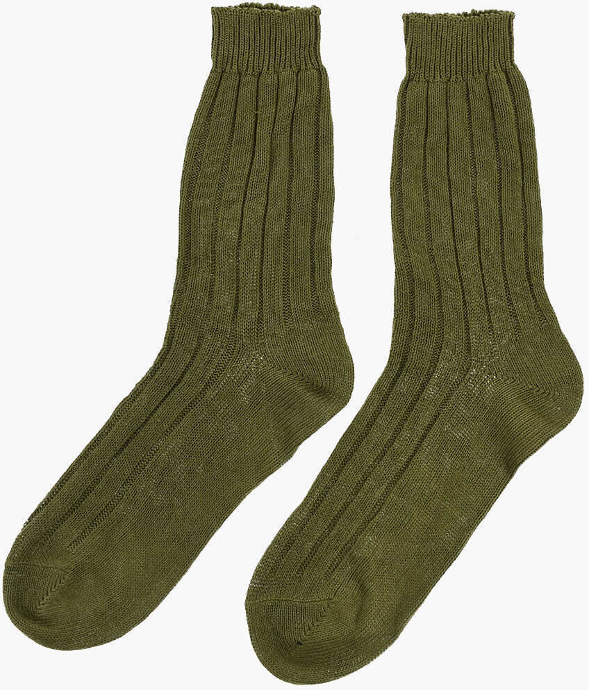Sosete DSQUARED2 Linen Ribbed Mid-Crew Socks Green Barbati (BM 18579838) 3