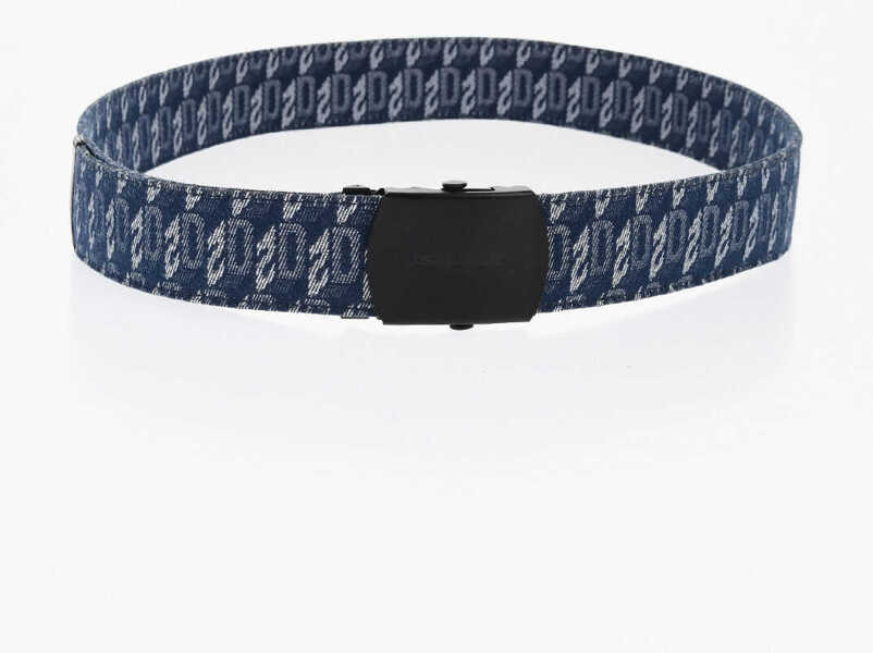 Curele DSQUARED2 Denim Belt With All-Over Monogram 40Mm Blue Femei (BM 18579844) 2
