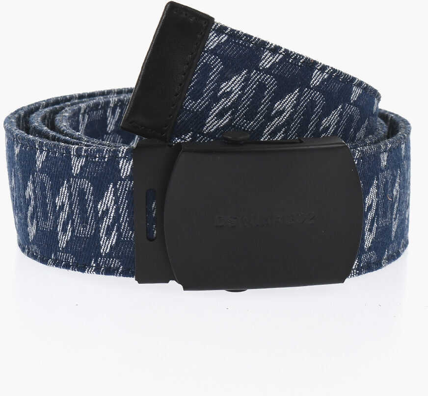 Curele DSQUARED2 Denim Belt With All-Over Monogram 40Mm Blue Femei (BM 18579844) 1