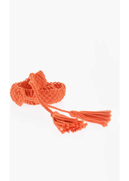 Curele DSQUARED2 Crochet Belt With Rafia Logo 40Mm Orange Barbati (BM 18579847) 1