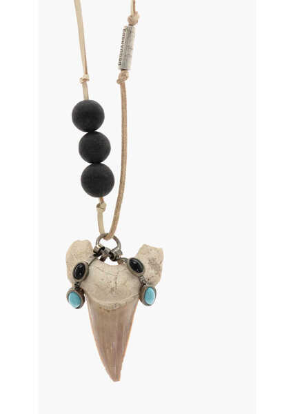 Coliere DSQUARED2 Leather Necklace With Shark Tooth Pendant Beige Barbati (BM 18579856) 2