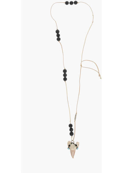 Coliere DSQUARED2 Leather Necklace With Shark Tooth Pendant Beige Barbati (BM 18579856) 1