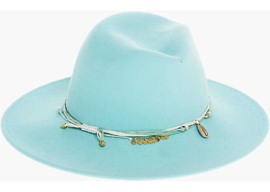 Caciuli Maison Michel Felt Zango Fedora Hat Embellished With Charms And Shells Wit Light Blue Femei (BM 18579943) 2