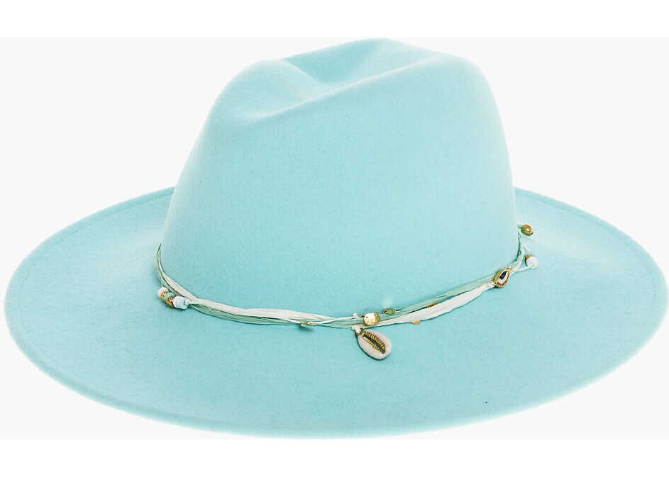 Caciuli Maison Michel Felt Zango Fedora Hat Embellished With Charms And Shells Wit Light Blue Femei (BM 18579943) 1