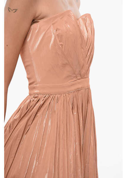 Rochii lungi Elisabetta Franchi Strapless Pleated Midi Dress Pink Femei (BM 18579946) 3