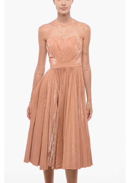 Rochii lungi Elisabetta Franchi Strapless Pleated Midi Dress Pink Femei (BM 18579946) 4