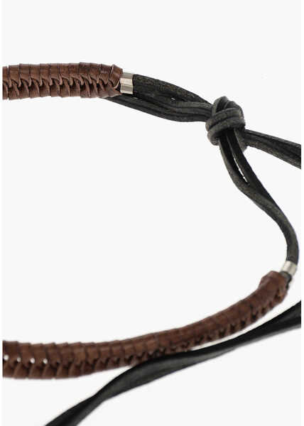 Coliere DSQUARED2 Braided Leather Necklace Aloha Sprint Embellished With Shell Brown Barbati (BM 18579949) 3