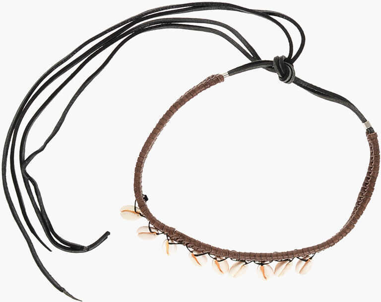 Coliere DSQUARED2 Braided Leather Necklace Aloha Sprint Embellished With Shell Brown Barbati (BM 18579949) 1