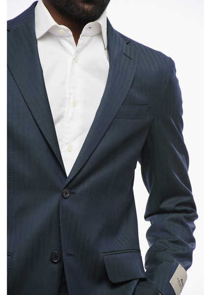 Costume CORNELIANI Cc Colelction Virgin Wool Side Vents Notch Lapel 2-Button Su Blue Barbati (BM 18579961) 3