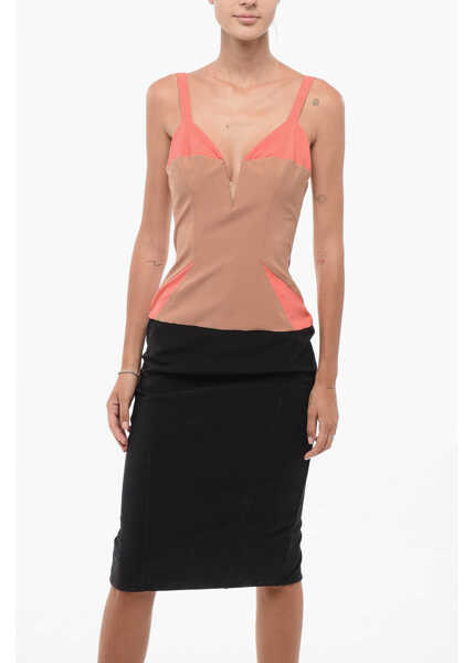 Rochii lungi Elisabetta Franchi Stretch Fabric Sheath Dress With Color Block Pattern Multicolor Femei (BM 18579964) 4