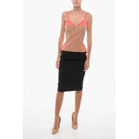 Rochii lungi Stretch Fabric Sheath Dress With Color Block Pattern Femei