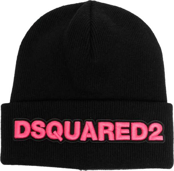 Caciuli DSQUARED2 Wool Beanie With Embossed Embroidery Pink Femei (BM 18579985) 1