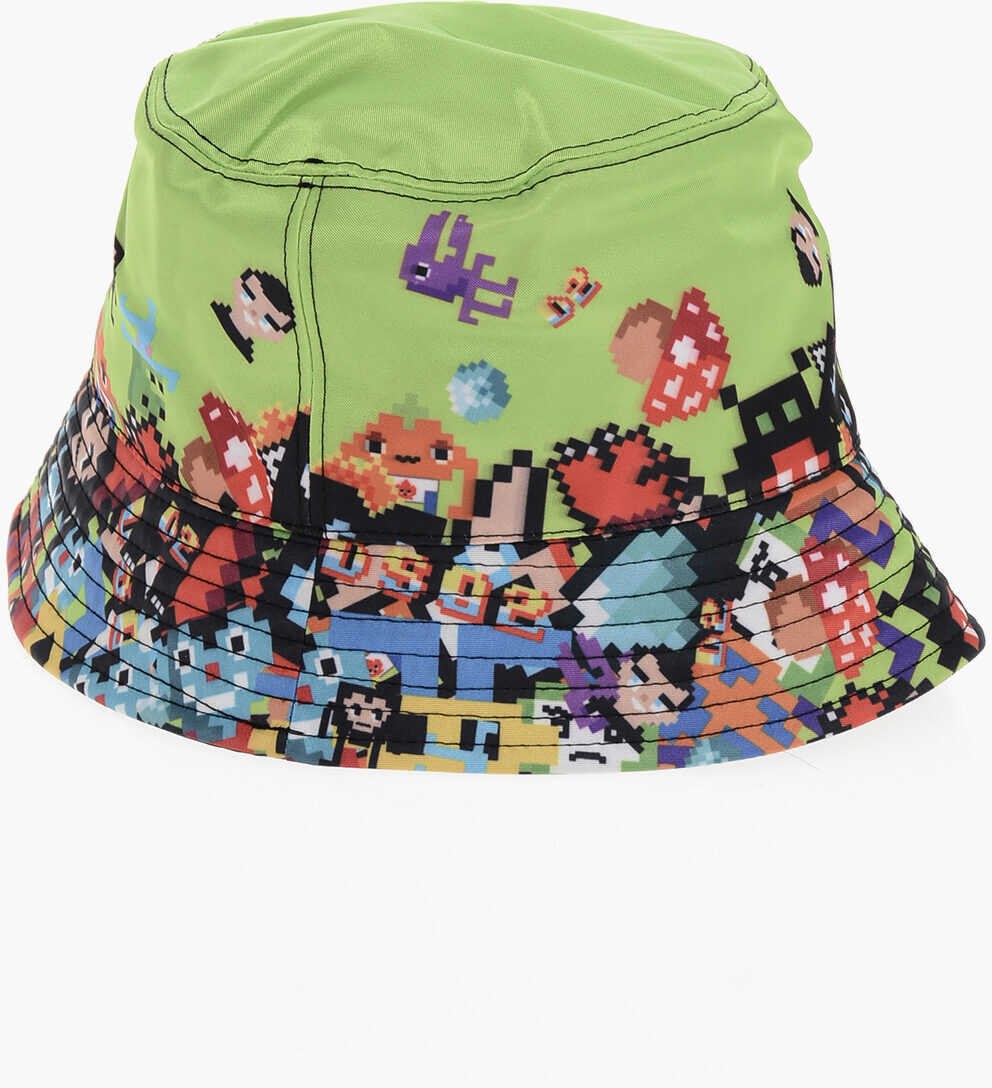 Caciuli DSQUARED2 Patterned Nylon Gaming Bucket Hat Green Barbati (BM 18579991) 2