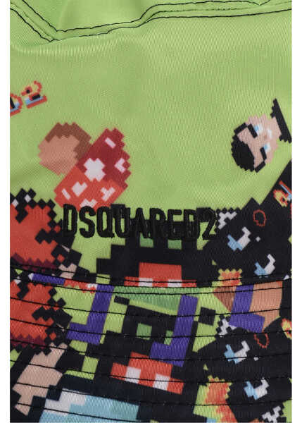 Caciuli DSQUARED2 Patterned Nylon Gaming Bucket Hat Green Barbati (BM 18579991) 3