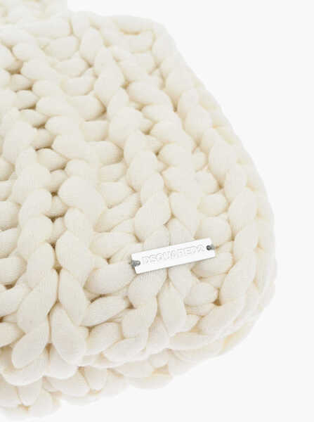 Caciuli DSQUARED2 Solid Color Braided Beanie White Femei (BM 18580000) 2