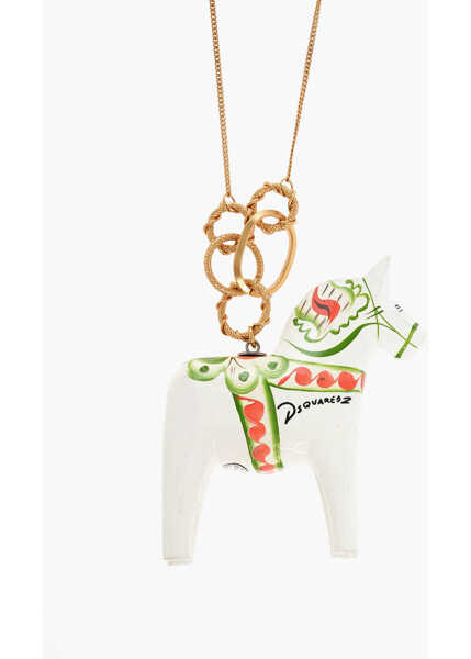 Coliere DSQUARED2 Golden-Effectchain Necklace With Horse Pendant Multicolor Femei (BM 18580021) 2