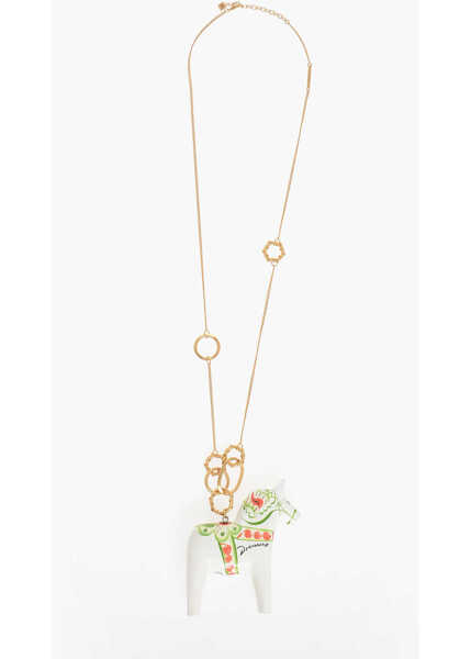 Coliere DSQUARED2 Golden-Effectchain Necklace With Horse Pendant Multicolor Femei (BM 18580021) 1
