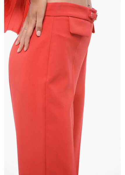 Pantaloni casual Elisabetta Franchi Carrot Fit Pants With Logoed Buckle Red Femei (BM 18580024) 3