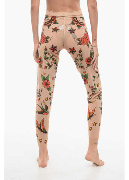 Colanti DSQUARED2 Sheer Leggings With Tatoo Prints Beige Femei (BM 18580027) 2