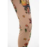 Pantaloni DSQUARED2 Dama - Colanti DSQUARED2 Sheer Leggings With Tatoo Prints Beige Femei (BM 18580027) - B-mall.ro