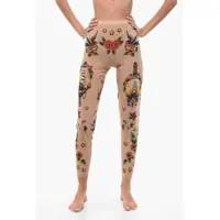 Colanti Sheer Leggings With Tatoo Prints Femei