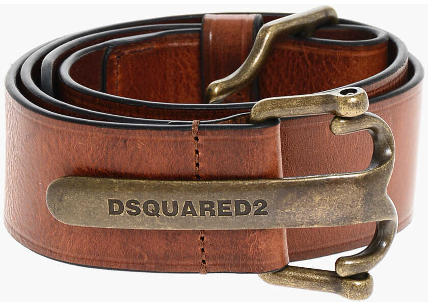 Curele DSQUARED2 Leather Belt With Logoed Anchor Buckle 40Mm Brown Femei (BM 18580030) 1