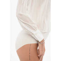 Imbracaminte Dama pagina 402 - Bluze Elisabetta Franchi Wrap Blouse With Bodysuit Design White Femei (BM 18580033) - B-mall.ro
